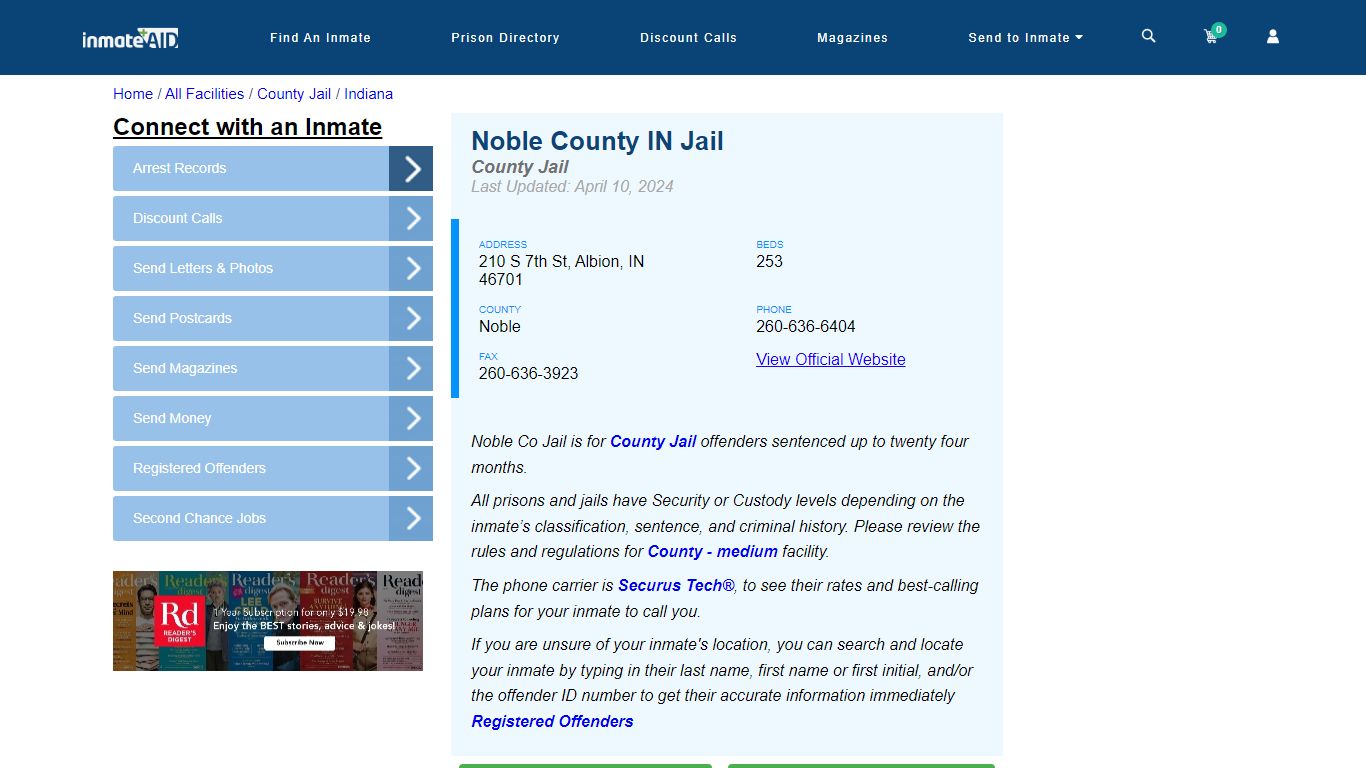 Noble County IN Jail - Inmate Locator